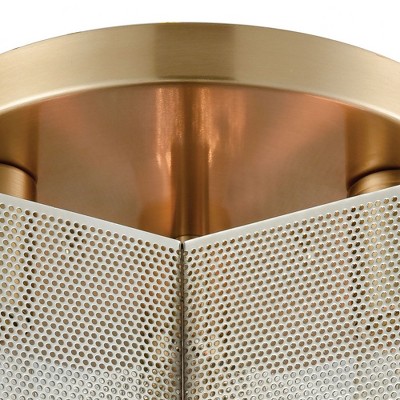 Contemporary Hexagonal 3-Light Semi-Flush Mount in Polished Nickel