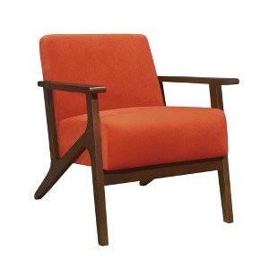 Velvet Upholstered Accent Chair with Solid Wood Frame and Cushioned Seat and Back for Living Room - 1 of 4