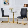 CAVINAS Modern Luxury Simple Arch Chair, PU High Resilience Dining Chair with Crazy Horse Texture and Arched Metal Leg - 2 of 4