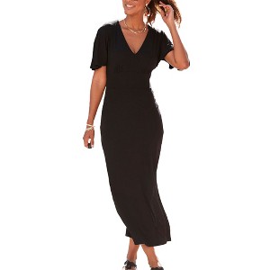 Women's V-Neckline Maxi Dress - LASCANA - 1 of 4
