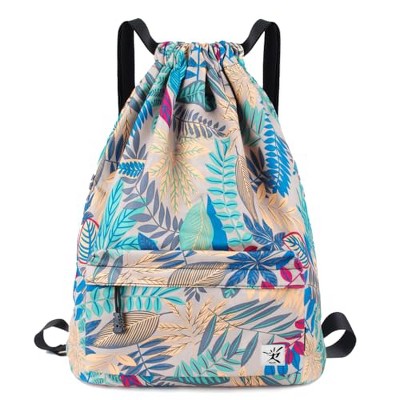 Generic Backpack with Mesh Pockets String Gym Bag Sackpack Sandproo