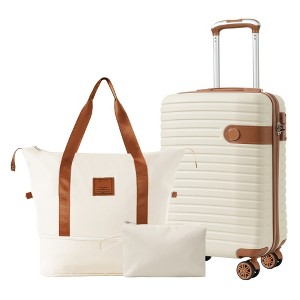YONWAY 3 Piece Luggage Set, Lightweight Hardshell ABS Carry-On Set, with Wheels & TSA Lock, 22x14x9 Airline Approved - 1 of 4