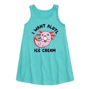 Girls' - Instant Message - I Want Alotl Ice Cream Graphic Sleeveless Aline Dress - 1 of 4