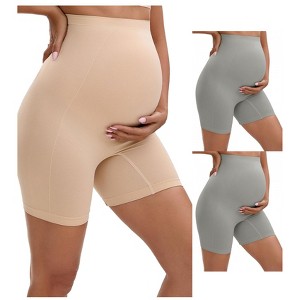 INSPIRE CHIC 3 Packs Women's Maternity High Waist Thigh Slimmers for Under Dresses Comfort Soft Pregnancy Shapewear - 1 of 4