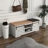 Entryway Shoe Bench with Leather Cushion Large Storage Space Seat Footrest Shoe Bench for Living Room Entryway Bedroom Fashion White - 2 of 4