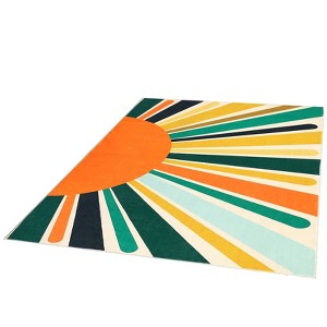 Area Rug, Machine Washable Colorful Area, Non Slip Rug for Living Room, Indoor Non-Slip Carpet, Modern Minimalist Front Door Mat, Sun Accent Rug - 1 of 4