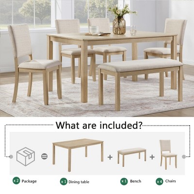 Dining room set with table, chairs and bench
