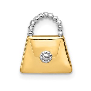 Black Bow Jewelry 14k Yellow Gold & White Rhodium Purse Slide Pendant, 11mm (7/16 inch) - 1 of 4