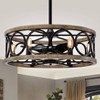 Warehouse Of Tiffany Marion 30" 6-Light Open Metal Drum Shade Lighted Ceiling Fan with Remote Control - 2 of 2