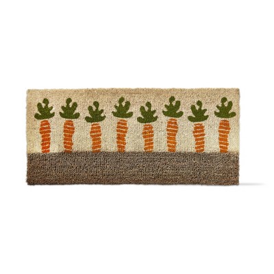 TAG 1'6"x3'3" Carrots Boot Scrape Row of Carrots Rectangle Indoor Outdoor Estate Coir Door Mat Orange on Beige Background