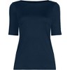Lands' End Women's Supima Cotton Elbow Sleeve Boatneck Button Shoulder Tee - 3 of 4