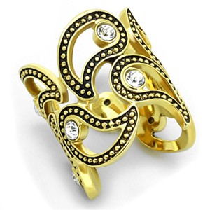 Slickblue Women’s Cuff-Style Swirl Ring in IP Gold Stainless Steel with Clear Synthetic Crystal Accents, size 5–10 - 1 of 4