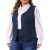 Agnes Orinda Women's Plus Size Fully Lined 4 Button V-Neck Business Faux Suede Fashion Vests - 2 of 4