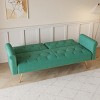 69.7" Velvet Tufted Sofa Bed with Nailhead Trim and Gold Legs,Convertible 2-Seater Couch with Pillows-The Pop Home - 3 of 4