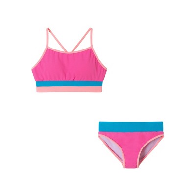 Andy & Evan  Kids  Pink Ribbed Colorblock Two-Piece Swimsuit