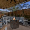 Garvee Wicker Fire Pit, Wicker Fire Column with Wind Guard Rain Cover, SUS Burner Clear Glass Rock Mixed with Blue Glass Beads, Black - 3 of 4