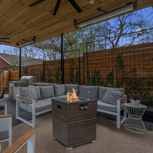Christopher Knight Home Enid 40,000 BTU 21.7” Square Propane PE Wicker and Steel Fire Pit Table with Rain Cover - 1 of 4