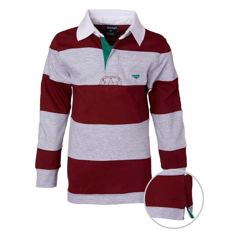 Sportoli Boys Cotton Striped Long Sleeve Polo Rugby Shirt, 2 of 3