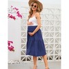 Women's High Waist Maternity Skirt Summer Floral Pleated Swing A Line Midi Skirts  Whit Pocket - 4 of 4