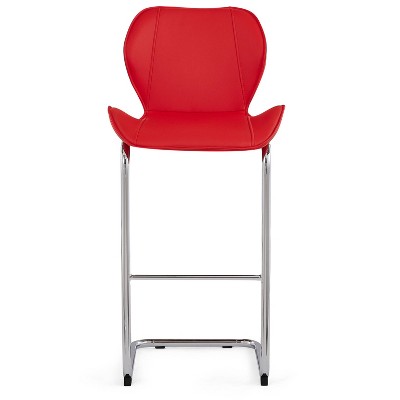 PAGED Bucket Bar Stools Set of 4, Modern Counter Height Bar Chair with Low Back and Metal Footrest for Bar, Kitchen, Dining Room