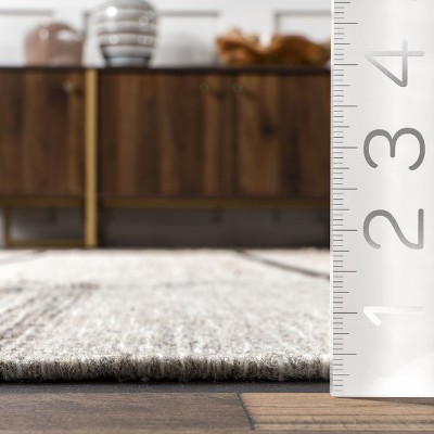 Nicky Beige and Gray Striped Wool Cotton Area Rug 4' x 6'