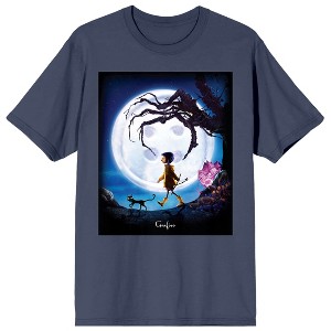 Coraline Stop Motion Cat Horror Scary on Navy Adult Crew Neck Short Sleeve T-shirt - 1 of 4