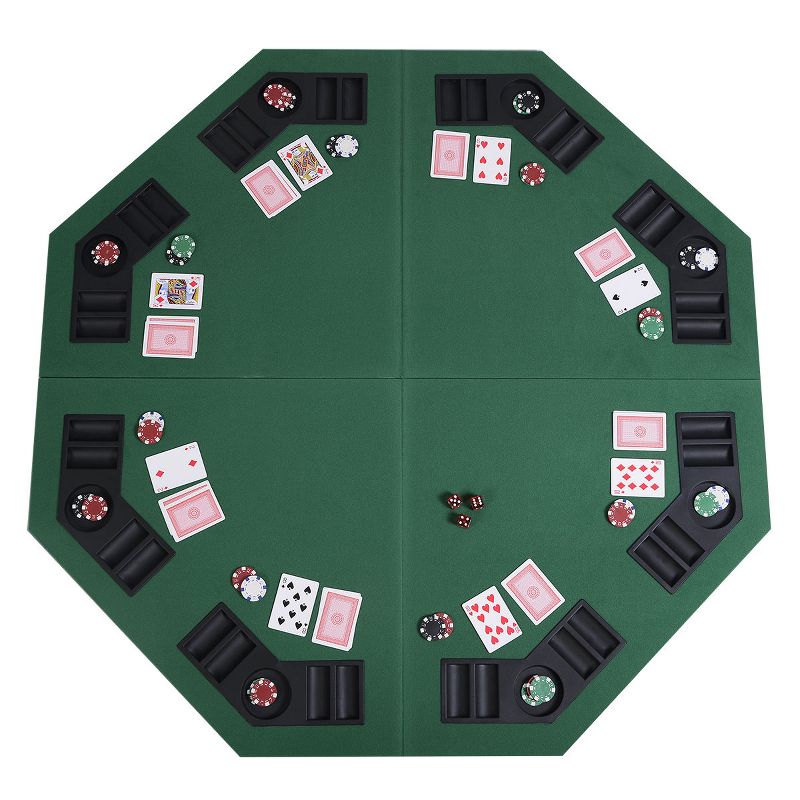 Costway 48" Green Octagon 8 Player Four Fold Folding Poker Table Top & Carrying Case, 1 of 8