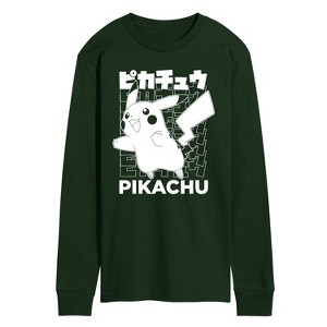 Men's - Pokémon - Pikachu Kanji Long Sleeve Graphic T-Shirt - 1 of 2