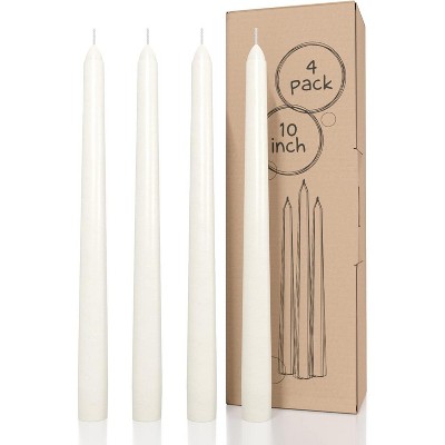 10 inch Taper Candles Set of 4 - Dripless Taper Candles and Unscented Candlesticks - Perfect as Dinner Candles and Household Candles
