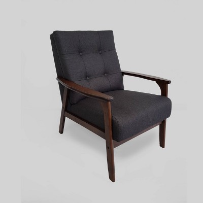 Duluth Mid-Century Armchair Black - Christopher Knight Home: Upholstered Polyester, Rubberwood Frame