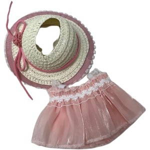 Doll Clothes Superstore Elegant Light Pink Chiffon Dress with Fancy Hat for 17.5 cm Labubu Dolls - 1 of 4