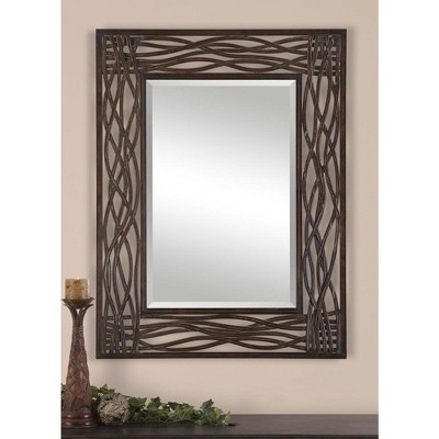 Distressed Mocha Brown Hand Forged Metal Rectangular Mirror