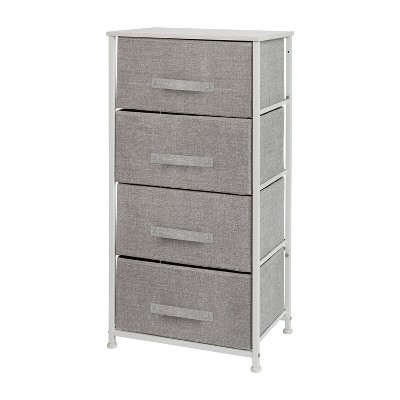 Flash Furniture 4 Drawer Wood Top Cast Iron Frame Vertical Storage Dresser with Easy Pull Fabric Drawers