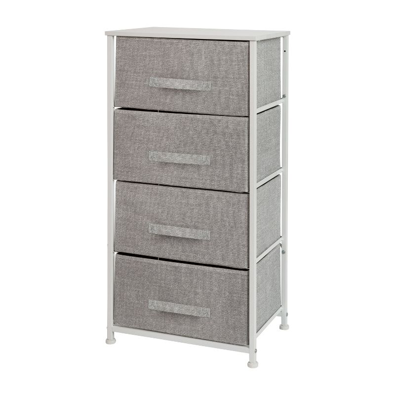 Emma and Oliver 4 Drawer Vertical Storage Dresser with Wood Top & Fabric Pull Drawers, 1 of 10