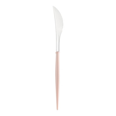 Smarty Had A Party Silver w/ Pink Handle Plastic Dinner Knives - 480 pcs