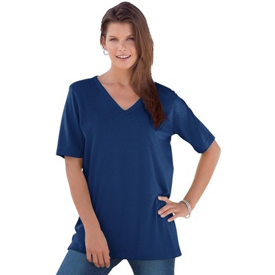 Roaman's Women's Plus Size Ultimate V Neck Tee