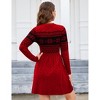 Coolmee Women's Fall Winter Casual Dress Crewneck Long Sleeve High Waist A-Line Mini Sweater Dress Red L - 4 of 4