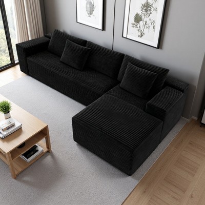104" Cloud Corduroy L-Shaped Sectional Sofa with Chaise