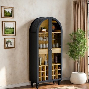 FONTOI Arched Shaped Storage Cabinet with Dedicated Slots&Shelves, Arched Bookcase with Drawers for Home - 1 of 4