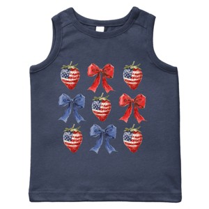 The Juniper Shop Coquette Bows And USA Strawberries Toddler Tank - 1 of 4