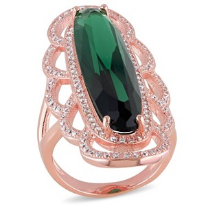 EVERLY JEWELRY |Rose Plated Sterling Silver 35 CT TGW Cubic Zirconia and Green Cubic Zirconia Fashion Ring - 1 of 4