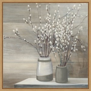 Amanti Art Willow Still Life Gray Pots Crop by Julia Purinton Framed Canvas Wall Art - 1 of 4