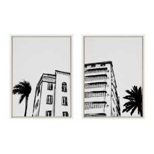 Kate and Laurel Sylvie Miami Beach Architecture Retro Art Deco Framed Canvas Art Set by The Creative Bunch Studio - 1 of 4