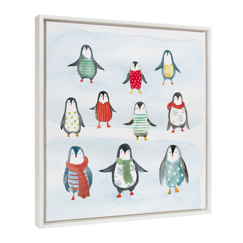 Kate &#38; Laurel All Things Decor 22&#34;x22&#34; Sylvie Friend Zone Winterwonder Penguins Framed Canvas Wall Art by House of Turnowsky, 3 of 7