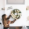 Pre-Lit Christmas Wreath for Front Door, 24 Inch Large Lighted Wreath with Xmas Balls, Artificial Flower & Bow, Battery Operated Christmas Wreath - 3 of 4