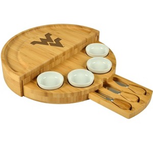 NCAA West Virginia Mountaineers Patented Bamboo Swiveling Cheese, Charcuterie Board - 1 of 4