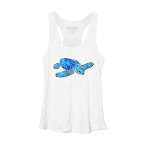 Women's Design By Humans Blue And Green Watercolor Sea Turtle By Maryedenoa Racerback Tank Top - 1 of 3