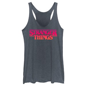 Women's Stranger Things Pink Logo Racerback Tank Top - 1 of 4