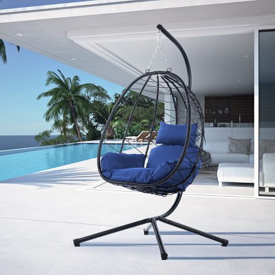 Patio Swing Egg Chair With Stand,Wicker Egg Chair,Hanging Basket Chair,Hammock Chair -Maison Boucle