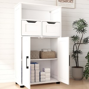HDZNVF Farmhouse Storage Cabinet, Versatile Double Door Storage Cabinet with Adjustable Shelves - 1 of 4